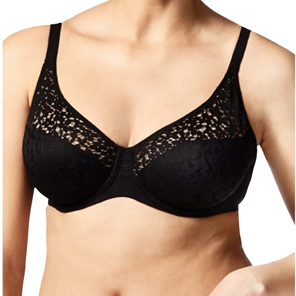 Chantelle Black Lace Underwire Bra with Insert Pouches 13F1 38D